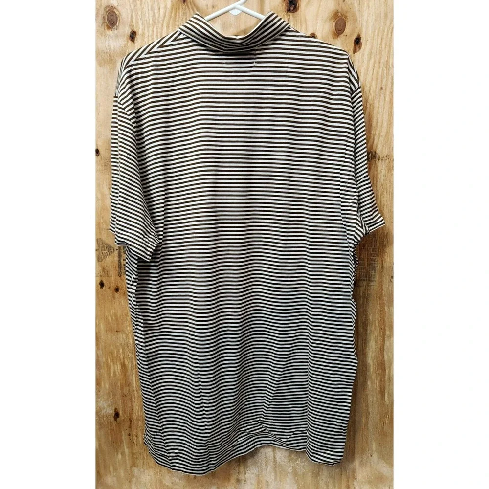 Polo Ralph Lauren Polo Shirt Men's XL Brown White Striped Pima Cotton Pocket